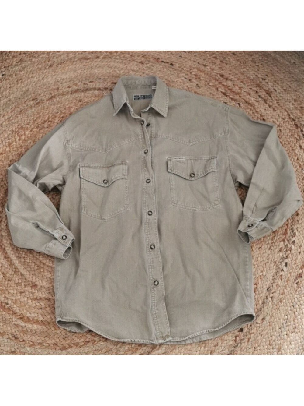 Vintage Mens Hollywood ⭐ Barn Chore Farm Western Denim Rugged Work Shirt. Size S